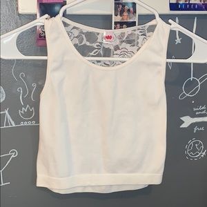 White crop top with floral see through design